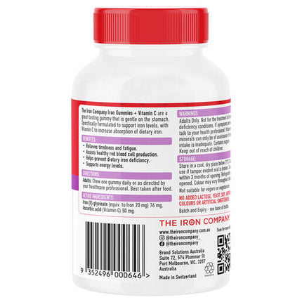The Iron Company Iron + Vitamin C Gummies Orange 30 Pastilles