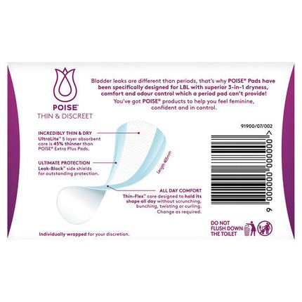 Poise Thin & Discreet Ultra Long Pads 8 Pack