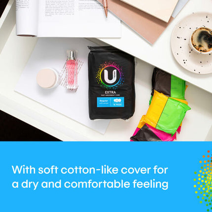 U By Kotex Regular Extra Pads With Wings 16 Pack