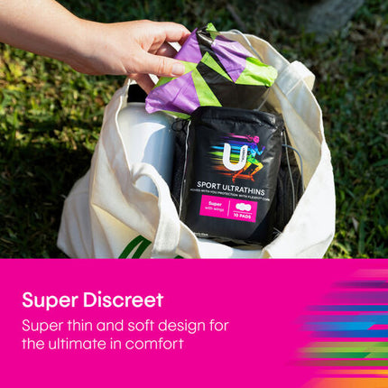 U By Kotex Super Sport Ultrathins Pads With Wings 10 Pack