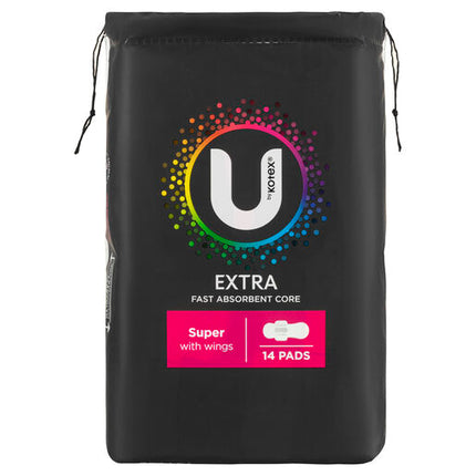 U By Kotex Super Extra Pads With Wings 14 Pack