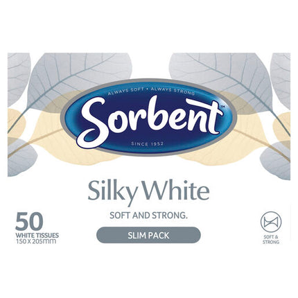 Sorbent Silky White Facial Tissues 50 Pack
