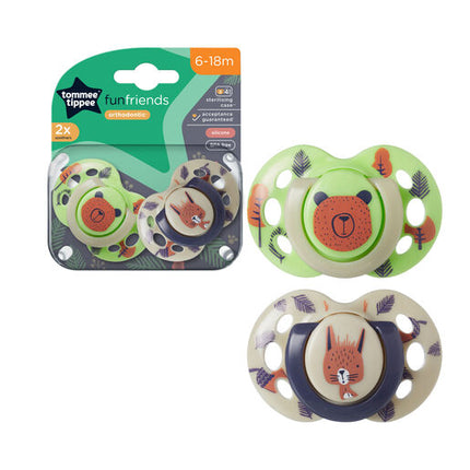 Tommee Tippee Closer To Nature Fun Style Soother 6-18 Months 2 Pack Assorted
