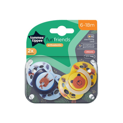 Tommee Tippee Closer To Nature Fun Style Soother 6-18 Months 2 Pack Assorted
