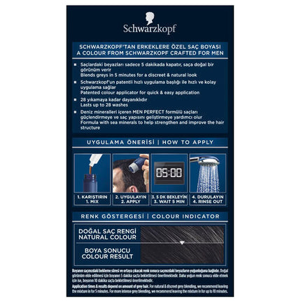Schwarzkopf Men Perfect Hair Colour 90 Natural Black