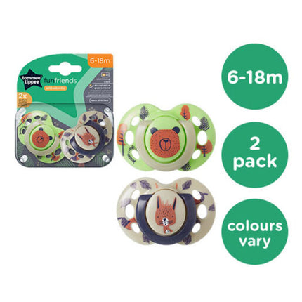 Tommee Tippee Closer To Nature Fun Style Soother 6-18 Months 2 Pack Assorted
