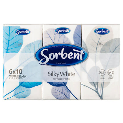 Sorbent Soft White Pocket Facial Tissues 6 Pack
