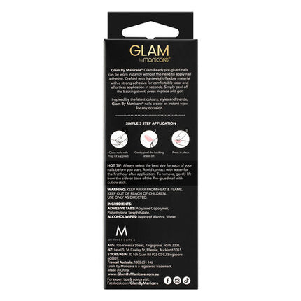 Manicare Glam Ready Pre-Glued Nails Rose Petal Jelly 30pcs