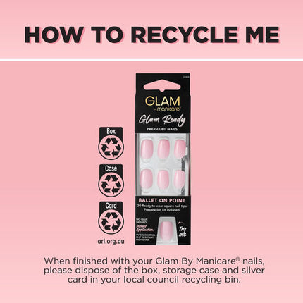 Manicare Glam Ready Pre-Glued Nails Ballet on Point 30pcs