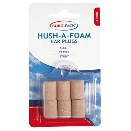 SurgiPack Hush-A-Foam Foam Ear Plugs 3 Pairs