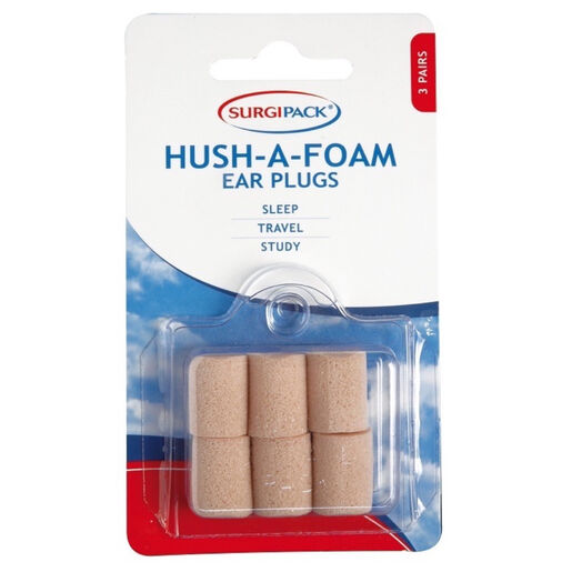SurgiPack Hush-A-Foam Foam Ear Plugs 3 Pairs