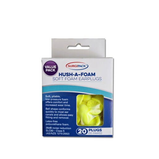 SurgiPack Hush-A-Foam Foam Ear Plugs 10 Pairs