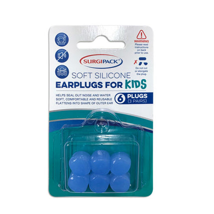 SurgiPack Soft Silicone Kids Ear Plugs 3 Pairs