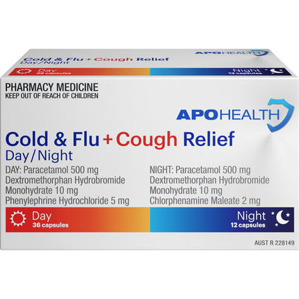 ApoHealth Cold & Flu + Cough Relief Day & Night 48 Tablets