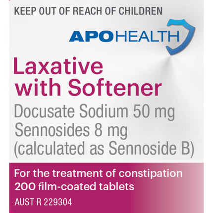ApoHealth Laxative with Softener 200 Tablets