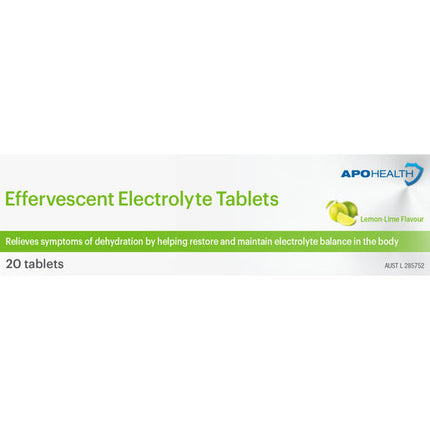 Apohealth Effervescent Electrolyte Lemon-Lime Flavour 20 Tablets