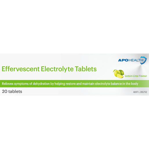 Apohealth Effervescent Electrolyte Lemon-Lime Flavour 20 Tablets
