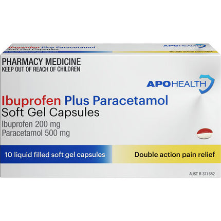 ApoHealth Ibuprofen Plus Paracetamol Soft Gel Capsules 10 Pack