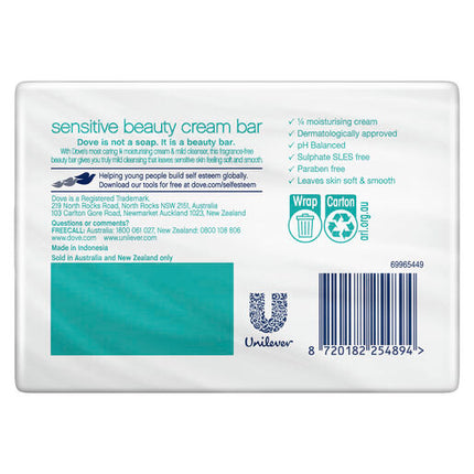 Dove Beauty Cream Bar Sensitive Soap 90g 4 Bars