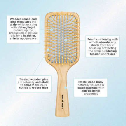 Lady Jayne Stimulate & Detangle Paddle Brush Wide-Spaced Bristles