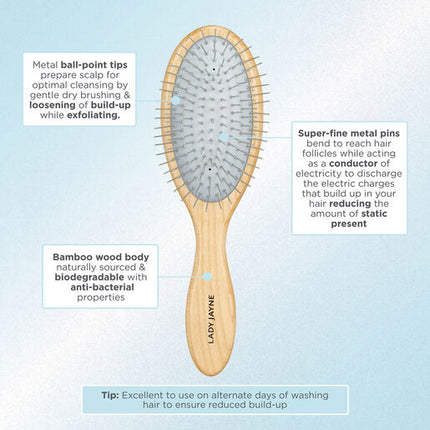 Lady Jayne Exfoliate & Smooth Anti-Frizz Pad Brush Metal Pins