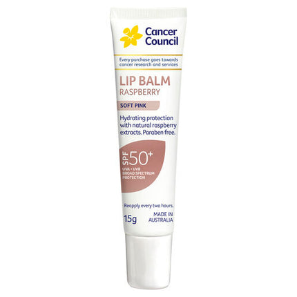 Cancer Council Raspberry Soft Pink Lip Balm SPF50+ 15g