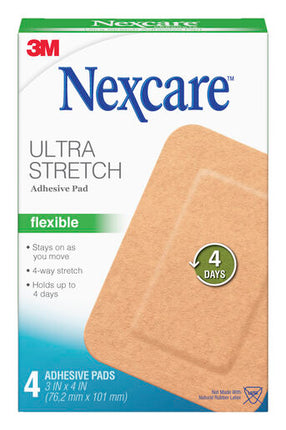 Nexcare Soft Fabric Adhesive Gauze 4 Pads