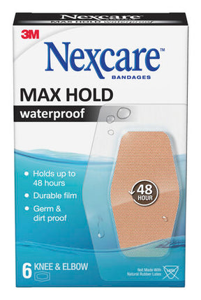 Nexcare Max Hold Waterproof Knee & Elbow Bandages 6 Pack