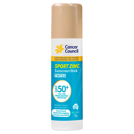 Cancer Council SPF 50+ Sport Zinc Stick Tinted 12g