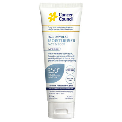 Cancer Council Face Day Wear Invisible Moisturiser Matte Water Resistant SPF50+ 75mL