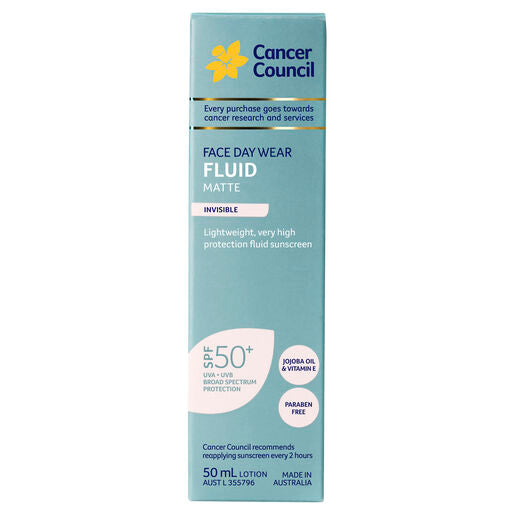 Cancer Council Day Wear Face Fluid Matte Invisible SPF50+ 50ml