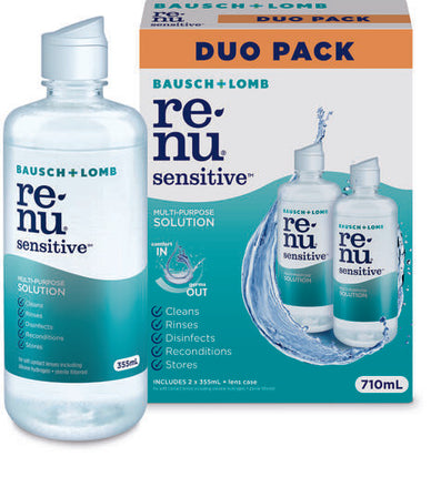 Renu Sensitive Multi-Purpose Solution Duo Pack 710mL (355mL + Lens Case)