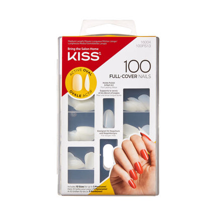 Kiss 100 Nails Active Oval Artificial Nails Kit