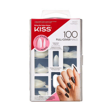 Kiss 100 Nails Long Stiletto Artificial Nails Kit