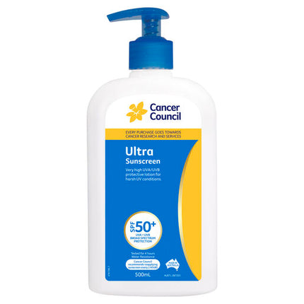 Cancer Council Ultra Sunscreen SPF 50+ Pump 500ml