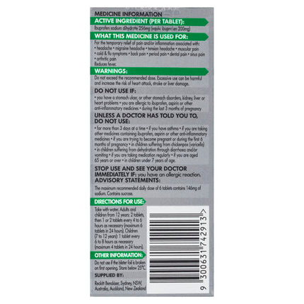 Nurofen Zavance 256mg Ibuprofen 12 Caplets