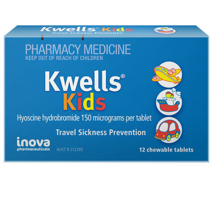 Kwells Kids Travel Sickness Prevention 12 Chewable Tablets