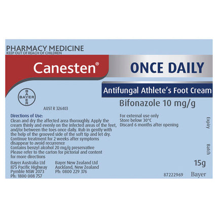 Canesten Once Daily Antifungal Athletes Foot Cream with Applicator 15g