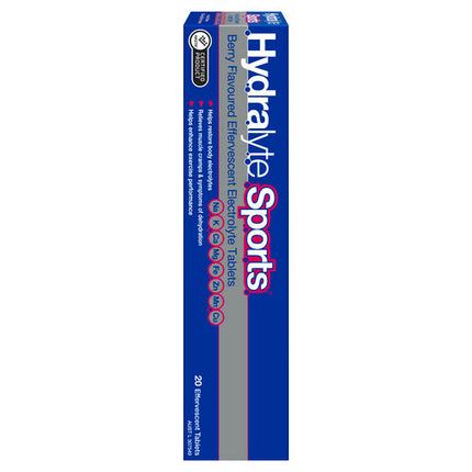 Hydralyte Sports Effervescent Electrolyte Tablets Berry 20 Tablets
