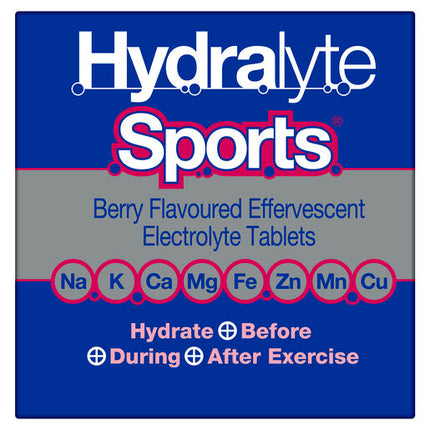 Hydralyte Sports Effervescent Electrolyte Tablets Berry 20 Tablets
