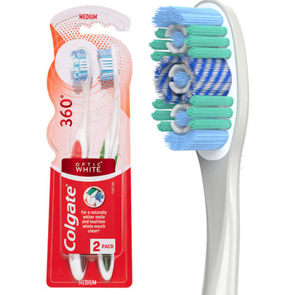 Colgate 360° Advanced Optic White Toothbrush Twin Pack