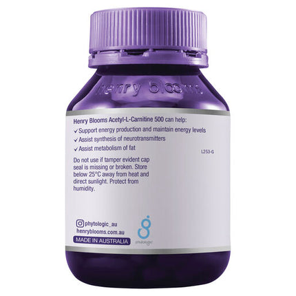 Henry Blooms Acetyl L-Carnitine 500 60 Vege Capsules
