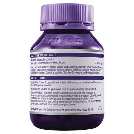Henry Blooms Acetyl L-Carnitine 500 60 Vege Capsules