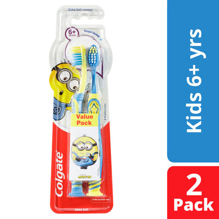 Colgate Minions Kids 6+ Years Toothbrush Extra Soft 2 Pack