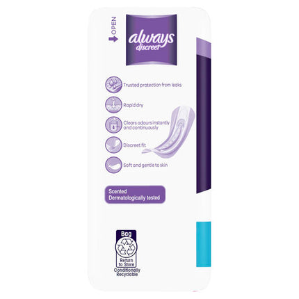 Always Discreet Long Plus Pads For Bladder Leaks 8 Pack