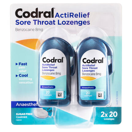 Codral ActiRelief Sore Throat Mint 40 Lozenges