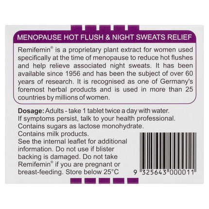 Remifemin Menopause Symptoms Relief 100 Tablets