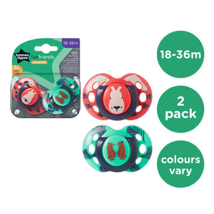 Tommee Tippee Closer To Nature Fun Style Soother 18-36 Months 2 Pack Assorted