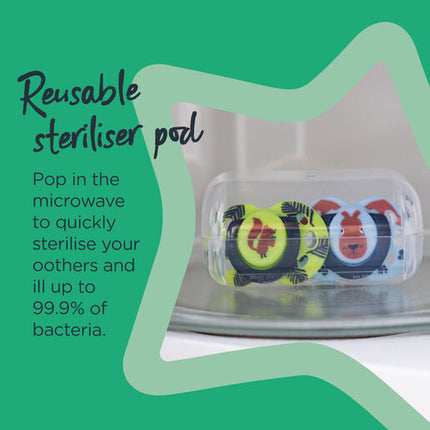 Tommee Tippee Closer To Nature Fun Style Soother 0-6 Months 2 Pack Assorted