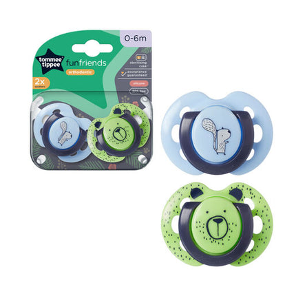 Tommee Tippee Closer To Nature Fun Style Soother 0-6 Months 2 Pack Assorted